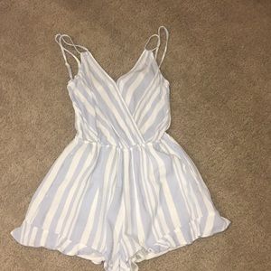 Blue and white striped romper